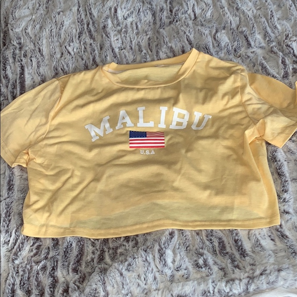 Romwe Crooped Yellow tee